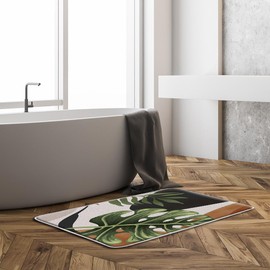 ZKJSMGS Abstract Tropical Bath Rug Boho Leaves Mid Century Modern Green Palm Leaf Botanical Nature Brown Black 18x30 InchBath Mat for Bathroom Kitchen Toilet