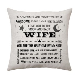 Aconesong You're Awesome Wife Reminder Gifts Cushion Cover Cushion Case Throw Pillow Cover Gift for Wife from Husband Idea Wife Birthday Valentines Day Decoration 45 x 45 cm (Wife)