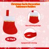 CCINEE 24PCS Christmas Socks Decoration Tableware Holders Red Felt Christmas