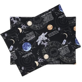 Placemats, All Black, Universe, 2 Piece Set, Handmade, Boys, Girls, Kids, Children, Made in Japan