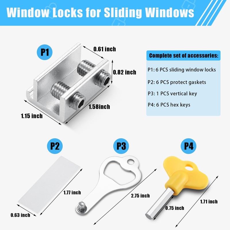 HYIEOU Sliding Window Locks (6 Sets), Secure Window Lock with