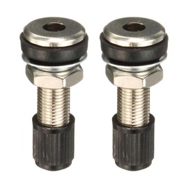 Jiakalamo 2 Pieces Tyre Valves Motorcycle Car Tubeless Metal Valve 1.3 Inch with Dust Caps for Tubeless Cars Motorcycles Trucks (Silver/Black)