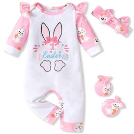 HINTINA Preemie Premature Baby Girl First 1st Easter Outfits Bunny Rabbit Romper Clothes Set Premie