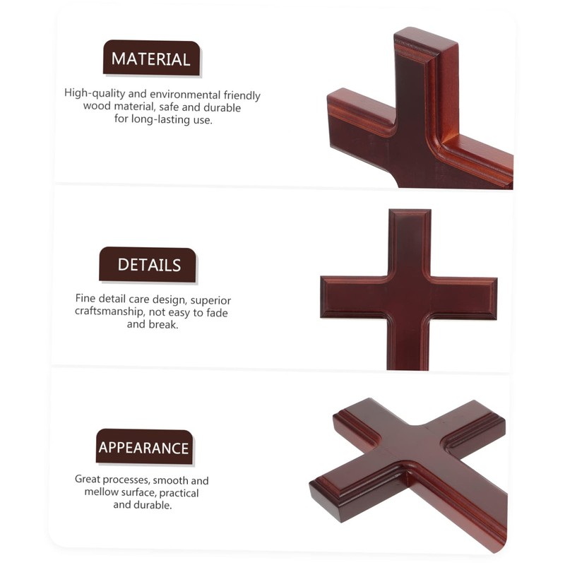 Ciieeo Solid Wood Crucifix Cross Wall Hanging Decor Wooden Craft