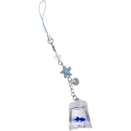 Pxiryanlow Blue Phone Charm Lanyard with Fish Bead Pendant,Bag Small Fish Bead Pendant Phone Charm Hangings Rope Cute Phone Chain Strap Bag Decoration Lanyard Keychain Accessory Decor