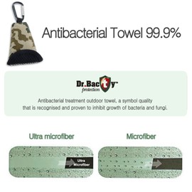 BW Bundeswehr Camo Buddy Towel Microfibre Cloth Super Absorbent Quick Drying Compact & Case – Ultra Lightweight, Anti-Bacterial Mesh Holster & Separator, with carabiner clip, beige