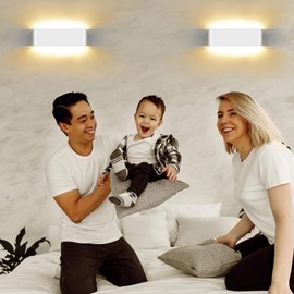 KAWELL Waterproof Wall Light Modern Outdoor Indoor COB Wall Lamp 20W Porch Wall Sconce AC85-265V Up Down Wall Mount Lighting Fixture for Bedroom Bathroom Hallway etc, White 3000K