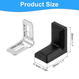 sourcing map 12 Pcs 90 Degree Plastic Corner Braces, 28x17.5x28mm Shelf Right Angle Brackets with Screws for Cabinets Cupboards, Black