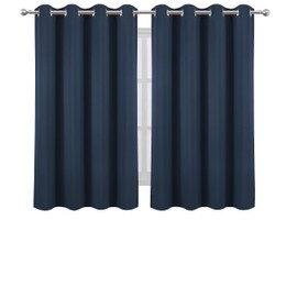 LEMOMO Navy Blue Blackout Curtains/52 x 45 Inch/Set of 2 Panels Room Darkening Short Curtains