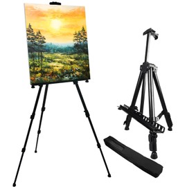 RRFTOK Art Painting Display Easel Stand，Aluminum Metal Adjustable Artist Easels for Painting Canvases Height from 17 to 66 Inch,Carry Bag for Table-Top/Floor Drawing and Displaying