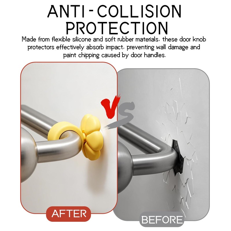 5 Pieces Flower Door Handle Covers | Silicone Anti-Collision and