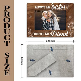 Sister Gift from Sister, Best Sister Gift, Always My Sister Forever My Friend Photo Frame, Holds 4 x 6 Inch Photo, Farmhouse Wooden Picture Frame Gift, Sisters Photo Frame for Wall & Tabletop Decor