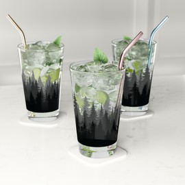 Moonlight4225 Forest Tree Line Set of 2 16oz Printed Pint Glasses
