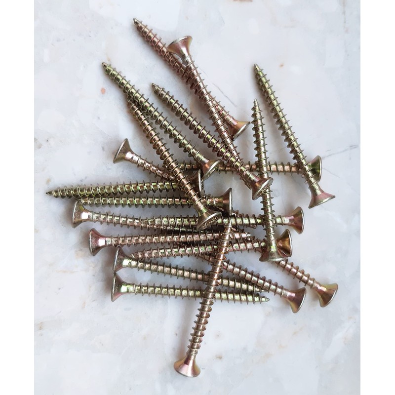 M4 Wood Screws Zinc Plated Yellow Long 2 inch (0.16"