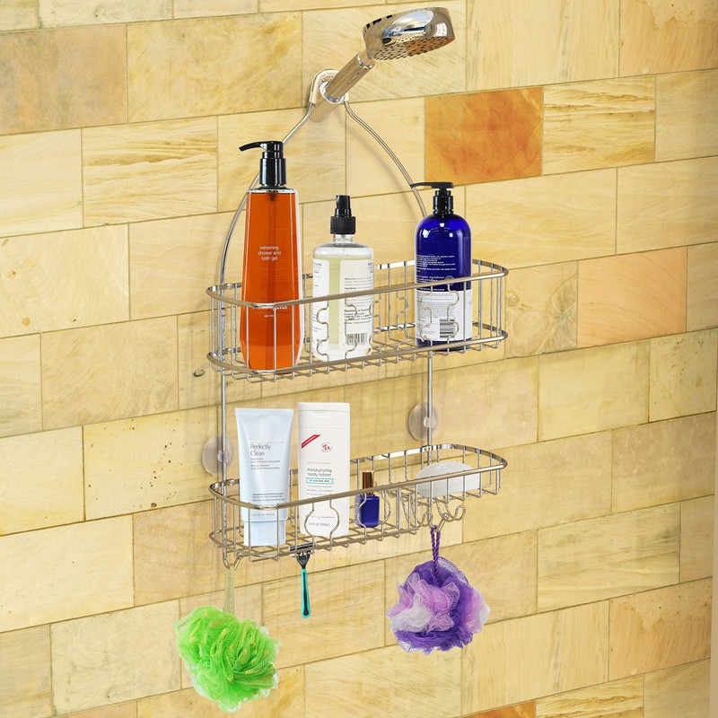 Simple Houseware Bathroom Hanging Shower Head Caddy Organizer, Chrome (26