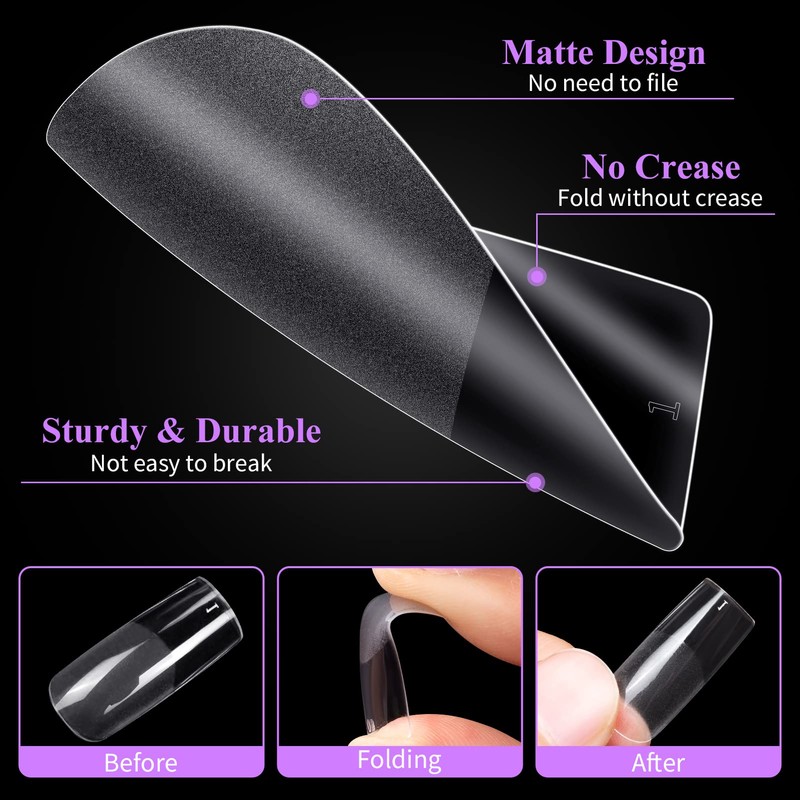 Becellen Pack of 500 Artificial Nail Tips, Soft Gel Nail