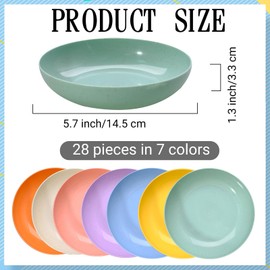 TANEMUDO 28 Pieces Whisker Fatigue Relief Cat Bowl 5.5 Inch Wide and Shallow Pet Food Dish 7 Colors Small Feeding Plate Wheat Straw Cat Bowl for Cats, Kittens, and Ferrets