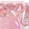 URROMA 1.5M Metallic Foil Stretch Fabric,Pink Iridescent Foil Spandex Fabric