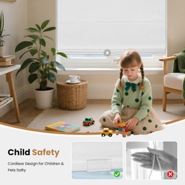 Grandekor No Drill No Drill Cordless Roman Shades for Windows,Blackout,36" W x 60" H,Privacy,Thermal Insulation Roman Blinds,Easy Install for Indoor Windows,for Home,Living Room,White