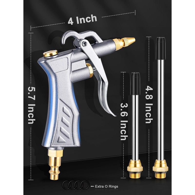 JASTIND Industrial Air Blow Gun with Brass Adjustable Air Nozzle,