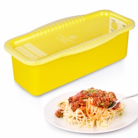 Microwave Pasta Cooker With Strainer Lid,pasta Cooker In Microwave Makes 4 Servings Of Pasta Quickly And Easily,microwave Spaghetti Cooker Makes Perfect Pasta Every Time For Dorm, Kitchen (Yellow)