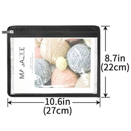 6 Pieces Clear Zipper Pouches Pencil Pouches PVC Makeup Pouch Envelopes Folder Storage Multi Purpose Pouch Document File Organization Bags, Office Supplies (Black Edging, 9.8 x 8 Inches)