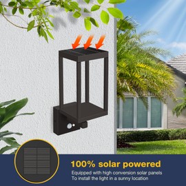 Lustrlach 2 Pack Solar Outdoor Wall Sconce Lights,Motion Sensor Solar Wall Lantern IP54 Waterproof Dusk to Dawn LED Exterior Light Fixture with 3 Lighting Modes for Porch Patio Garage House