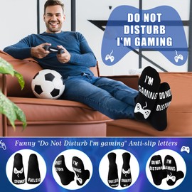 Do Not Disturb I'm Gaming Socks,Christmas Socks Gifts For Men Funny,Gaming Socks Men Birthday Gift for Teen,Fathers,Dad,Son