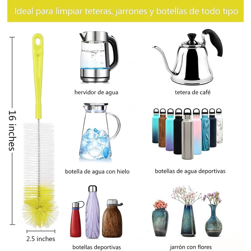 Set de 9 Pcs Cepillos de Limpieza, Mango Largo Desmontable
