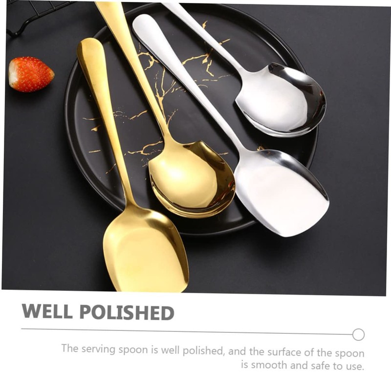 CIYODO 2pcs Male Spoon Gold Utensils Big Spoon Restaurant Serving