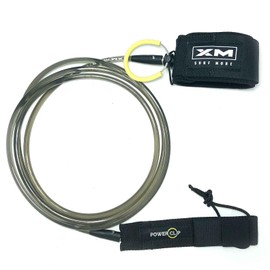 XM SURF MORE Regular 7ft Surfboard Leash with Power Clip Quick Release Upgrade, Cord Thickness (.270in), Key Pocket, Unbreakable Swivels, Detachable Railsaver, Made in USA