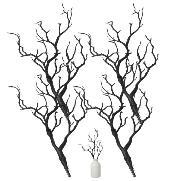 Cabilock 4Pcs Plastic Tree Branches for Crafts, Black Halloween Decorative