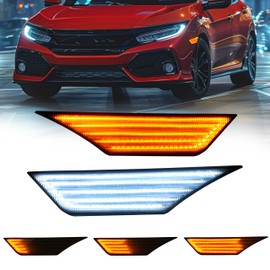 HECASA Pair LED Front Side Marker Light Compatible with 2016-2021 Honda Civic Coupe Sedan Hatchback Indicator Fender Lamp Turn Signal Light Lamp 2Pcs Driver&Passenger Side - Smoke Lens