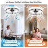 Aphyni Ceiling Fans with Lights and Remote, Crystal-Edged Modern Flush