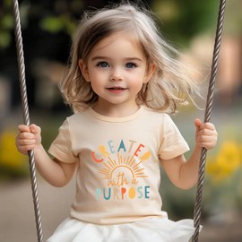 Kids Christian Shirt Toddler Created with a Purpose Shirt Boys Girls Bible Verse Religious Clothes Outfits Tees 7 Years
