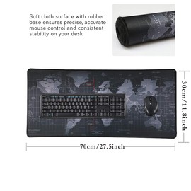 Cmhoo Tapete para mouse extragrande con hule antideslizante, bordes cosidos, tapete extendido para mouse con una superficie con textura optimizada | 69.85 cm x 29.97 x 0.25 cm, Map(70*30*0.3cm)