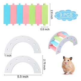 Andiker Colorful Hamster Toys 3 Pack, Rainbow Bridge & Seesaw & Swing, Hamster Climb and Play Toy, Boredom Breaker Small Animal Activity Toy, DIY Hamster Cage Accessories for Small Pets