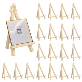 Rseuphiee Pack of 20 Mini Wooden Easels, 9 x 15 cm, Small Wooden Triangle, Foldable, Children, for Table Decoration, Painting Crafts, Photo Album