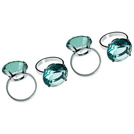 Premier Housewares Napkin Rings, Teal, Set of 4, Chrome Blue, 4 x 5 x 6 cm