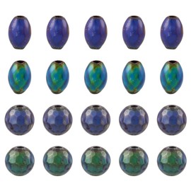 Fashewelry 20pcs Temperature Sensing Beads Non-Magnetic Hematite Color Changing Mood Beads in Oval & Round Shape for DIY Healing Crystal Bracelet Necklace Earring Jewelry Craft Making