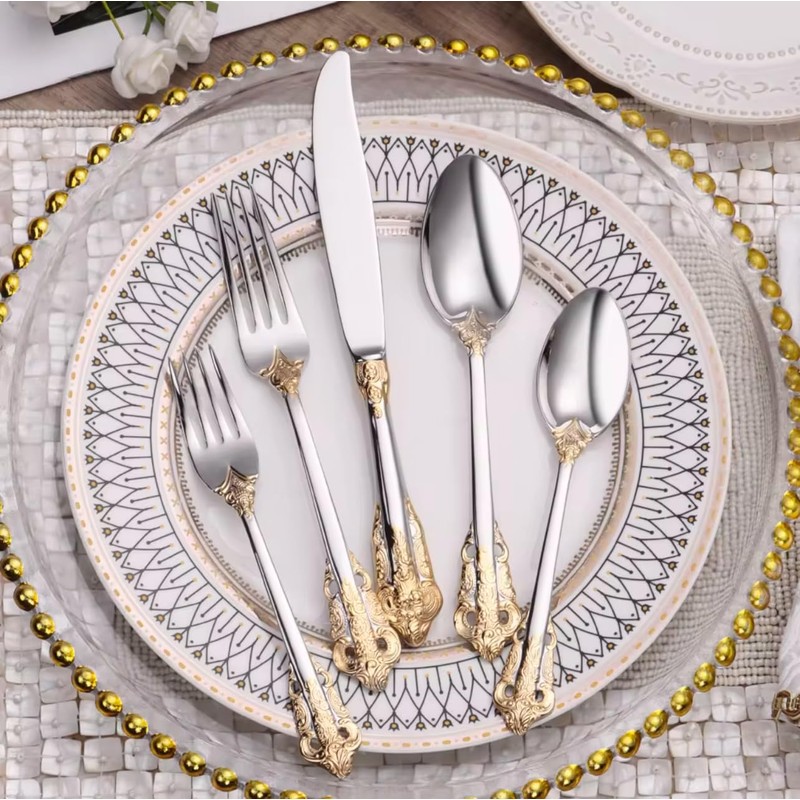 ELiTA ESSENTIALS 30-Pcs Luxury Silverware Set, Royal Flatware Set, Modern