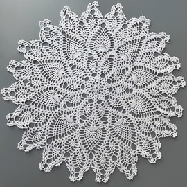 Yizunnu Lace Doilies Table Placemats Handmade Crochet Tablecloth Vintage Round Tablecloth Doilies Doily Table Cotton Table Cover Diameter 60cm (White)