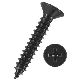 Kozelo 200pcs Phillips Flat Head Wood Screws - [ST4x25mm] Carbon Steel Countersunk Self Tapping Screws for Furniture Assembly, Interior Trim, Outdoor Construction, Black