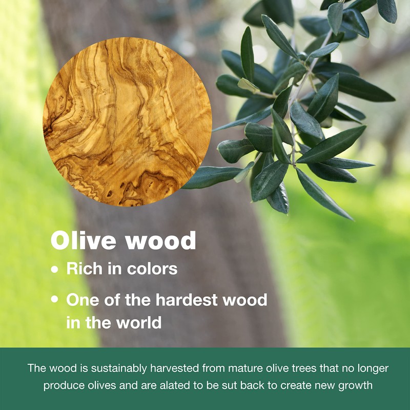 WONDERFUL 100% Natural Olive Wood Long Handle Spoons for Coffee,