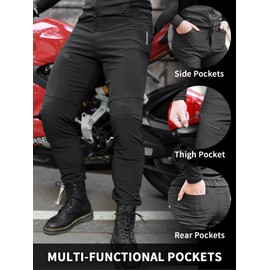 WOSAWE Men's Motorcycle Pants with Removable CE Pads Sports Protective Trousers for MTB, Cycling, Downhill, XX-Large Black