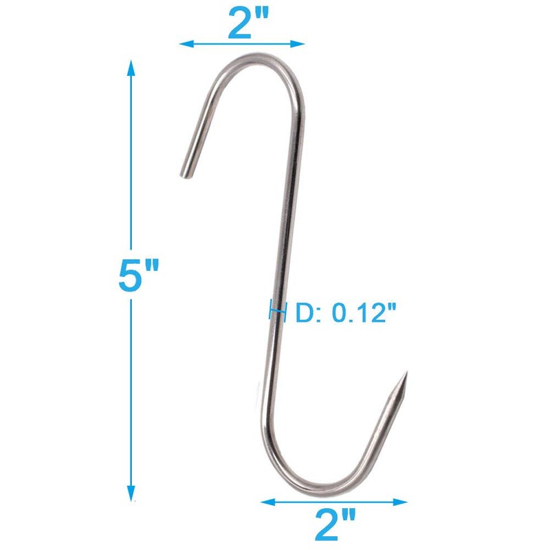 RJWKAZ Meat Hooks S Hooks Stainless Steel Poultry Hook BBQ
