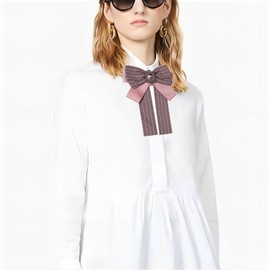 Lopsity Bow Brooches for Women Girl Vintage Jewel Big Bow Brooch Big Bow Tie Collar clips for Shirts Party Clothes Accessories (pink)