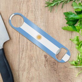 Argentina Country Flag Stainless Steel Vinyl Covered Flat Bartender Speed Bar Bottle Opener