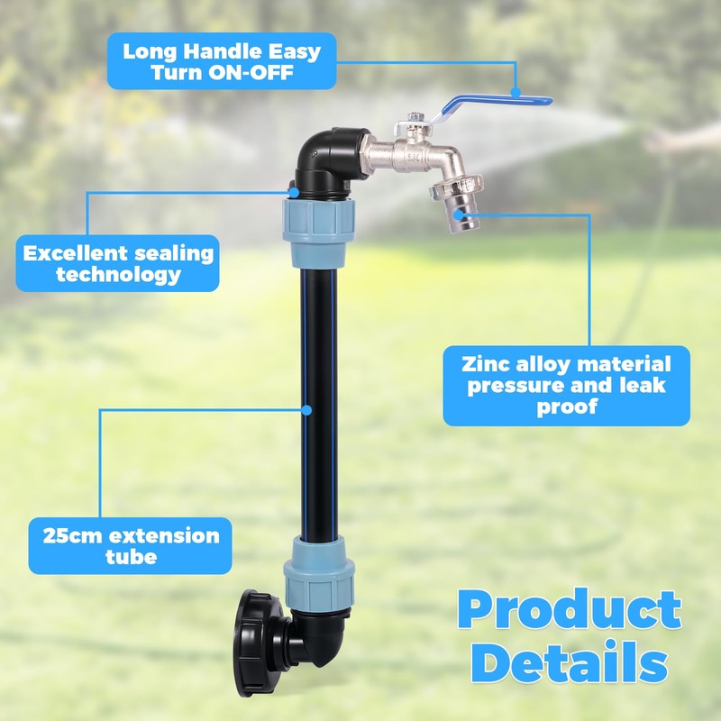 Water Tank IBC Tote Adapter, 3/4" Hose Connection Replacement Water