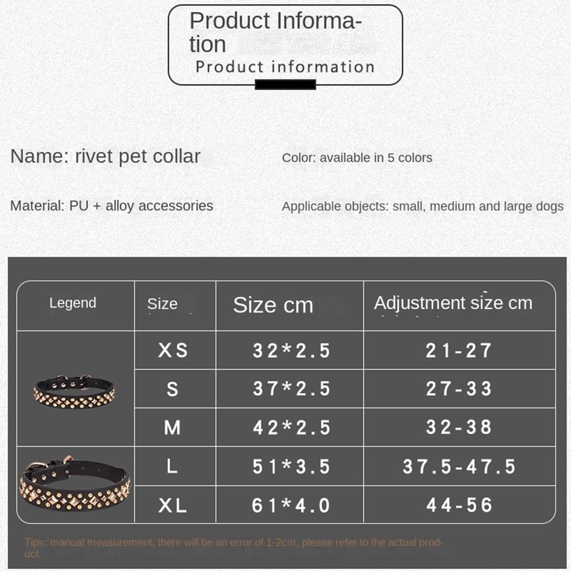 Bbmmayy Spiked Dog Collar, Mushrooms Rivet Studded Adjustable Pu Leather